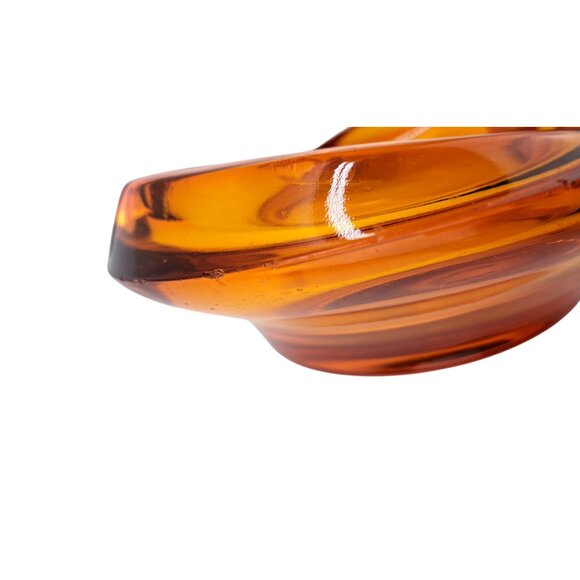 Vintage Viking Persimmon Glass Cadmium Amber Ashtray Tulip Orange MCM 6.5 inches - Picture 12 of 16
